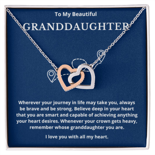 To Granddaughter Interlocking Hearts Necklace, Present For Granddaughter Birthday/Christmas Gifts For Granddaughter Jewelry Wedding Day