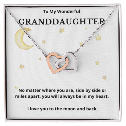 To Granddaughter Interlocking Hearts Necklace, Present For Granddaughter Birthday/Christmas Gifts For Granddaughter Jewelry Wedding Day