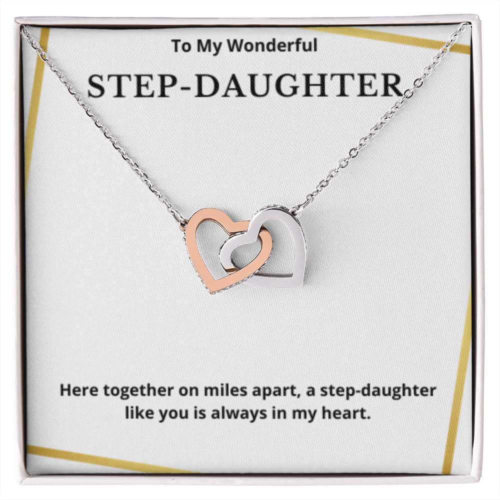 To Step-Daughter Interlocked Hearts Necklace, Present For Bonus Daughter Birthday/Christmas Gifts. Necklace Step-Daughter Jewelry