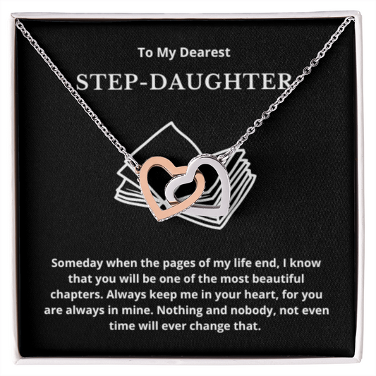 To Step-Daughter Interlocked Hearts Necklace, Present For Bonus Daughter Birthday/Christmas Gifts. Necklace Step-Daughter Jewelry