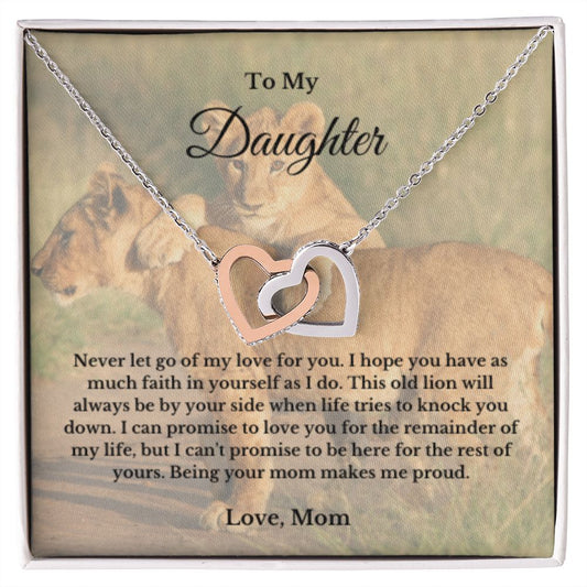To My Daughter Necklace, Mom Daughter Necklace, Mother to Daughter Birthday Gift, Gifts to Daughter from Mom, Lion Message Card Necklace, Minimalist Jewelry