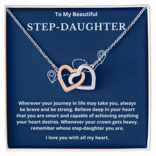 To Step-Daughter Interlocked Hearts Necklace, Present For Bonus Daughter Birthday/Christmas Gifts. Necklace Step-Daughter Jewelry