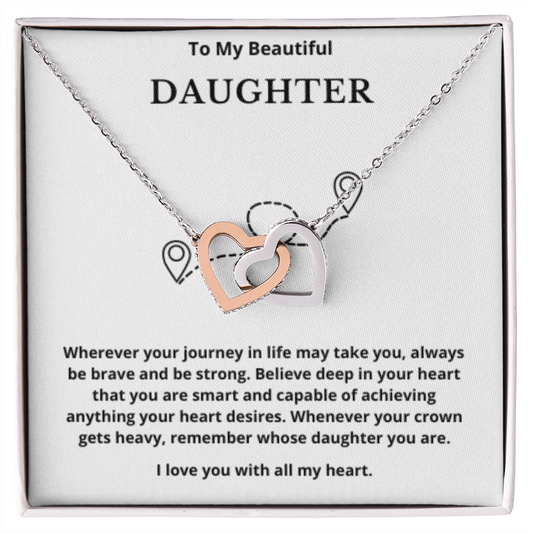 To Daughter Interlocked Hearts Necklace, Present For Daughter Birthday/Christmas Gifts. Necklace Daughter Jewelry