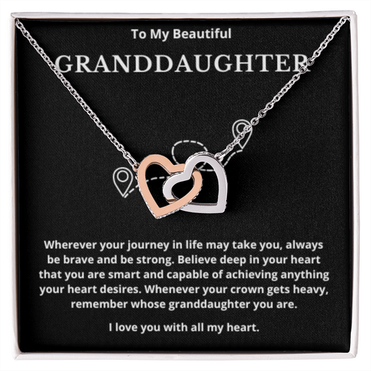 To Granddaughter Interlocking Hearts Necklace, Present For Granddaughter Birthday/Christmas Gifts For Granddaughter Jewelry Wedding Day