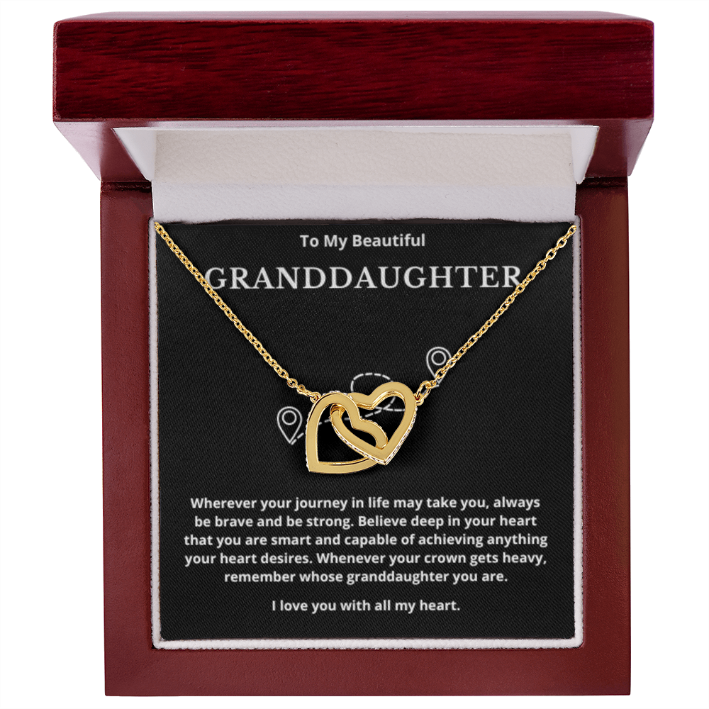 To Granddaughter Interlocking Hearts Necklace, Present For Granddaughter Birthday/Christmas Gifts For Granddaughter Jewelry Wedding Day