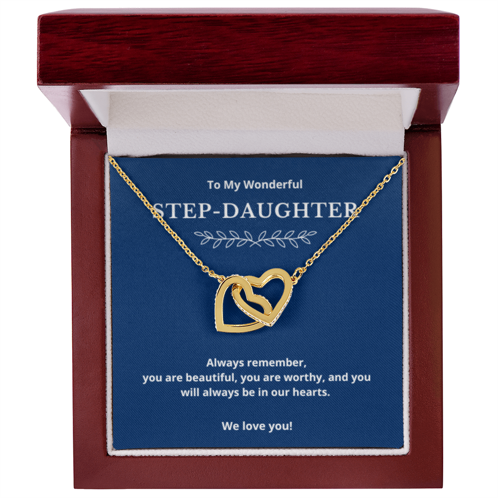 To Step-Daughter Interlocked Hearts Necklace, Present For Bonus Daughter Birthday/Christmas Gifts. Necklace Step-Daughter Jewelry