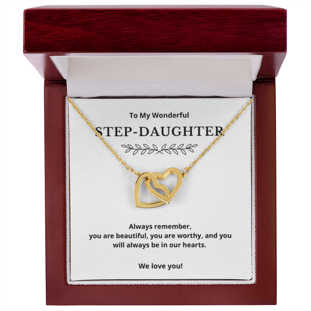 To Step-Daughter Interlocked Hearts Necklace, Present For Bonus Daughter Birthday/Christmas Gifts. Necklace Step-Daughter Jewelry