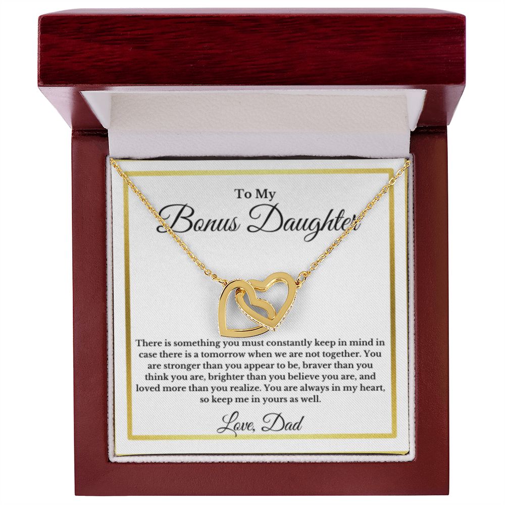 To My Bonus Daughter Necklace, Father Step Daughter Necklace, Birthday, Gifts to Bonus Daughter, Message Card Necklace