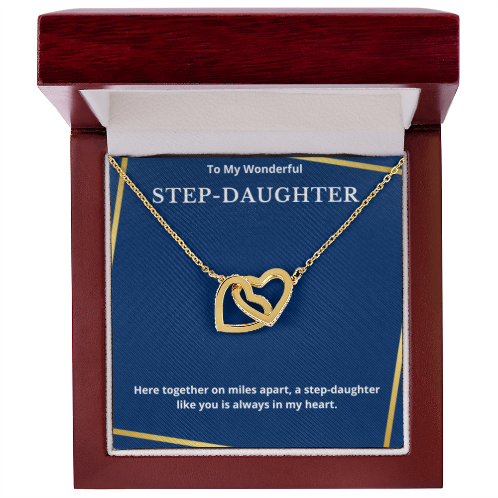 To Step-Daughter Interlocked Hearts Necklace, Present For Bonus Daughter Birthday/Christmas Gifts. Necklace Step-Daughter Jewelry