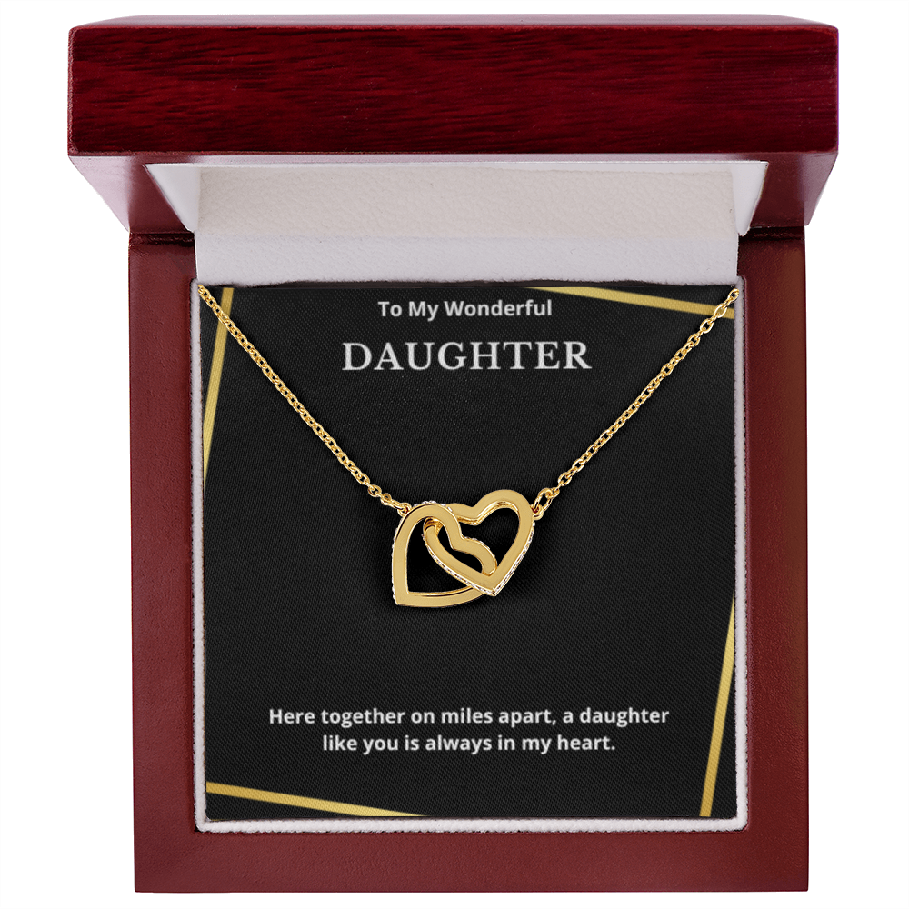 To Daughter Interlocked Hearts Necklace, Present For Daughter Birthday/Christmas Gifts. Necklace Daughter Jewelry