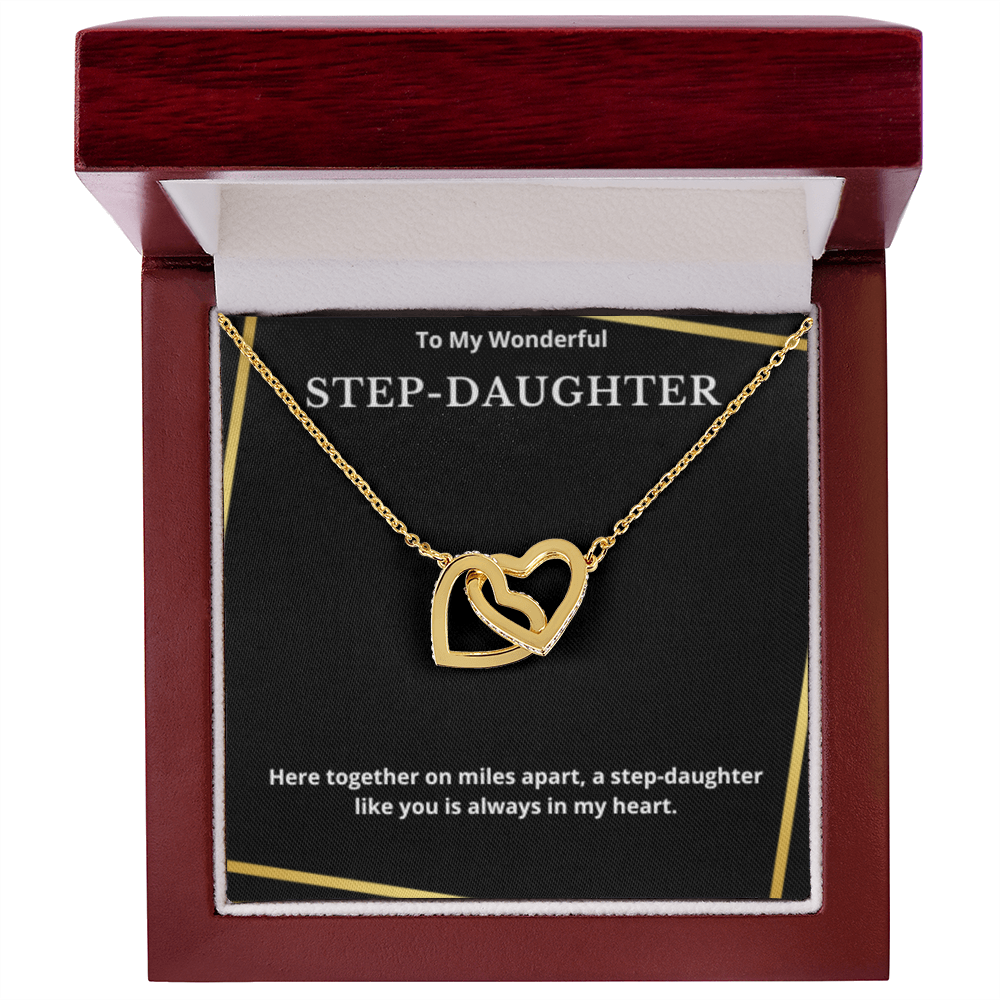 To Step-Daughter Interlocked Hearts Necklace, Present For Bonus Daughter Birthday/Christmas Gifts. Necklace Step-Daughter Jewelry