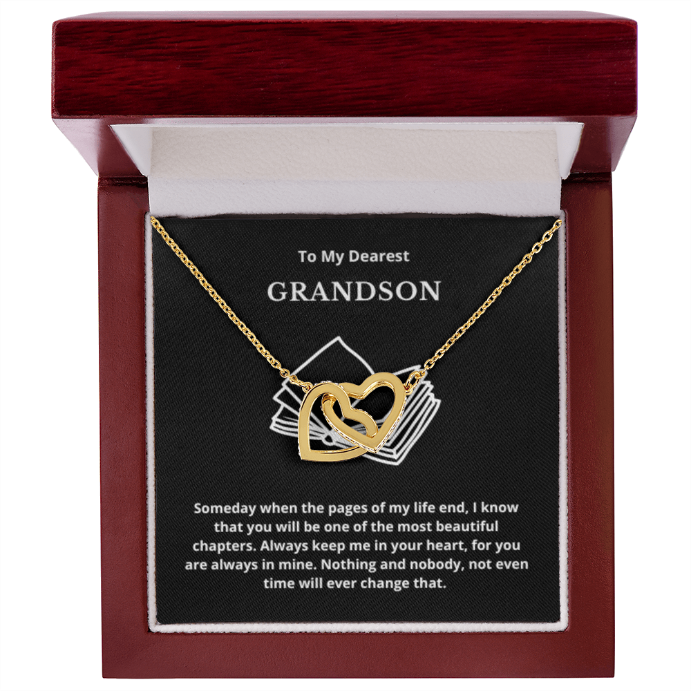 To Grandson Interlocking Hearts Necklace, Present For Grandson Birthday/Christmas Gifts For Grandson Jewelry Grandson Wedding Day Gifts