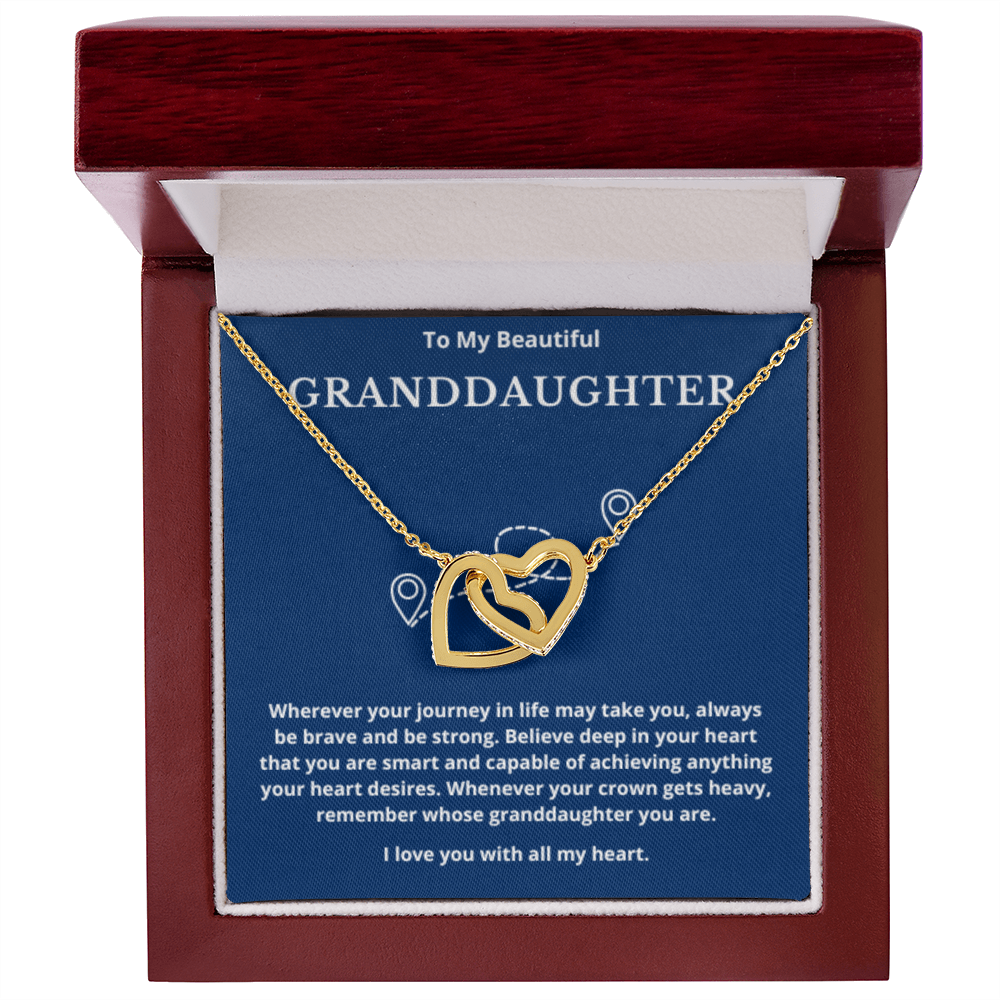 To Granddaughter Interlocking Hearts Necklace, Present For Granddaughter Birthday/Christmas Gifts For Granddaughter Jewelry Wedding Day