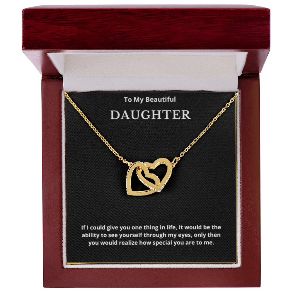 To My Beautiful Daughter Interlocking Hearts Necklace, Gift For Daughter From Mom, Daughter's Birthday, Daughter's Graduation, Jewelry