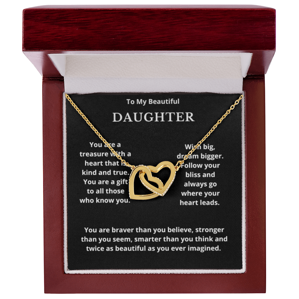To Daughter Interlocked Hearts Necklace, Present For Daughter Birthday/Christmas Gifts. Necklace Daughter Jewelry