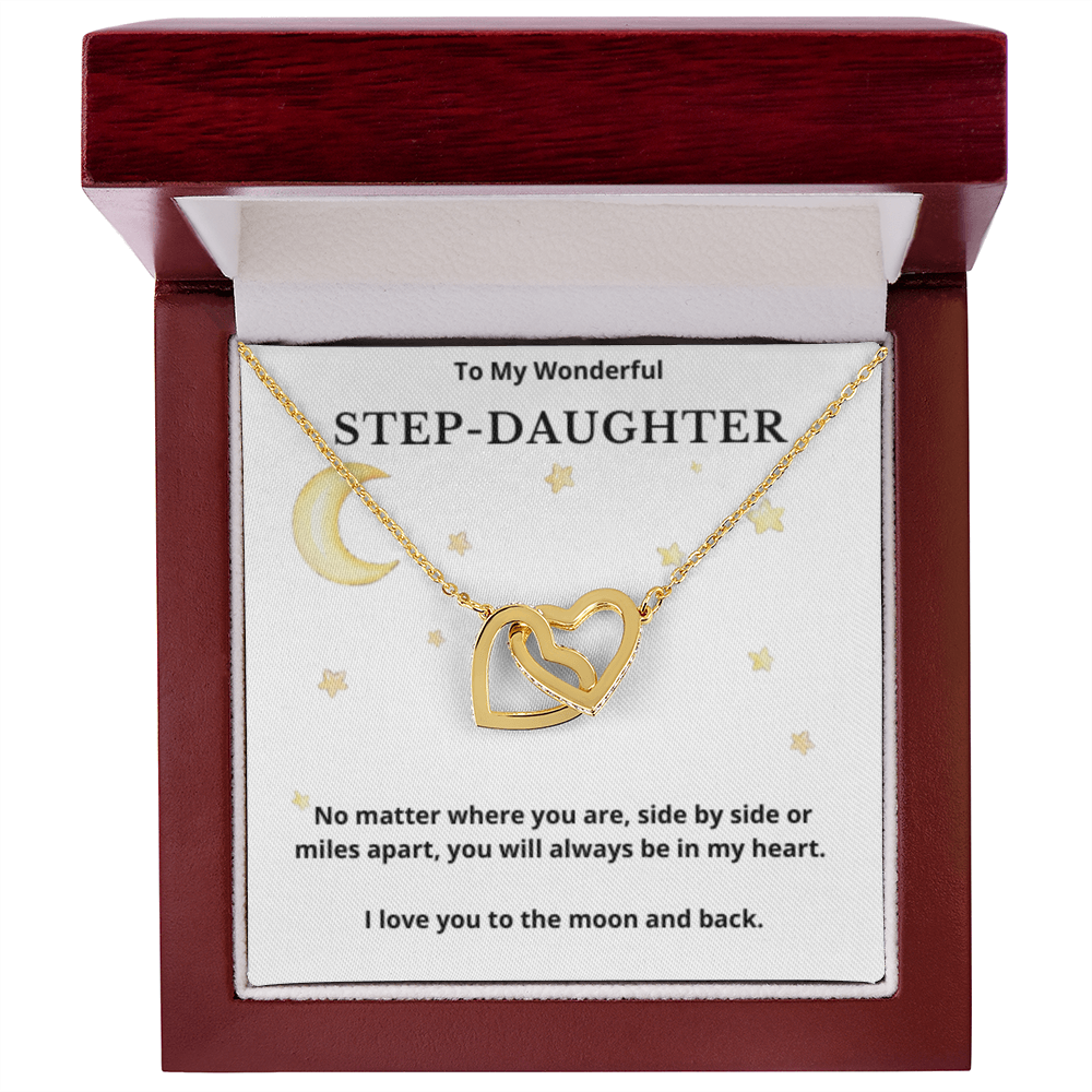 To Step-Daughter Interlocked Hearts Necklace, Present For Bonus Daughter Birthday/Christmas Gifts. Necklace Step-Daughter Jewelry