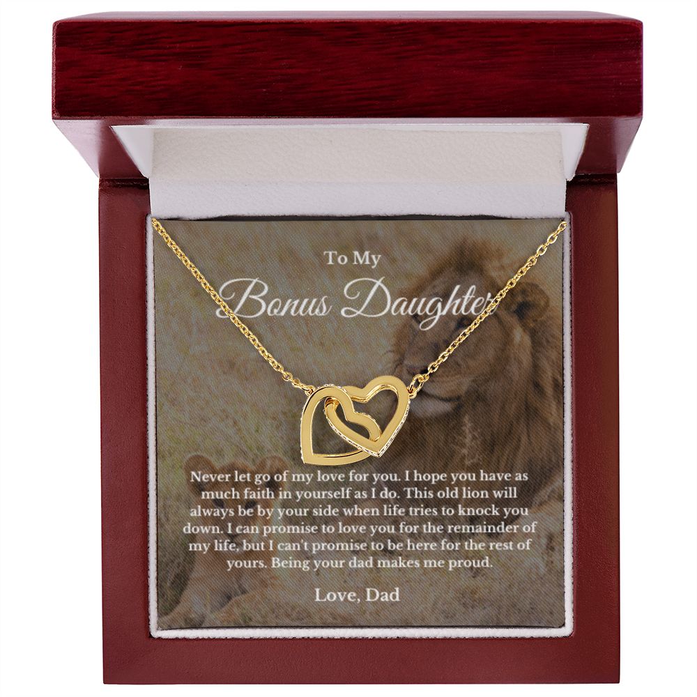 To My Bonus Daughter Necklace, Father Step Daughter Necklace, Birthday, Gifts to Bonus Daughter, Message Card Necklace