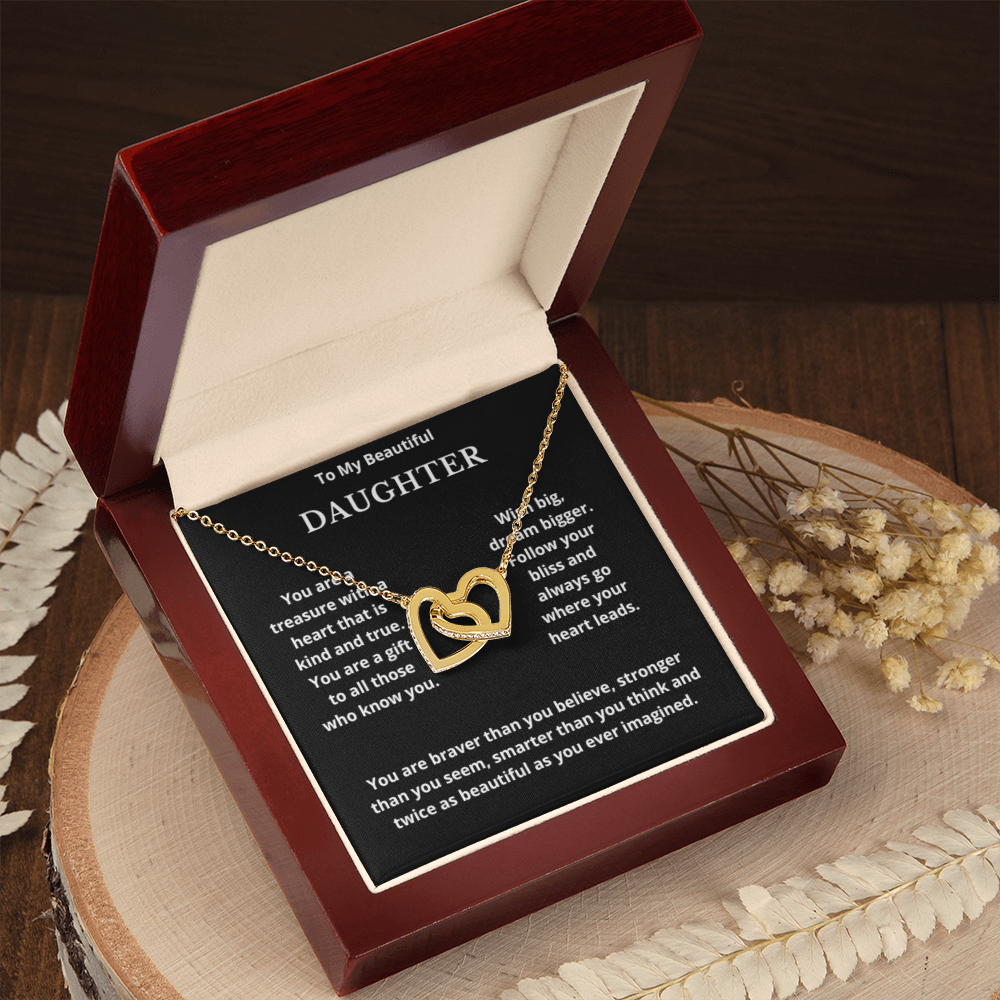 To Daughter Interlocked Hearts Necklace, Present For Daughter Birthday/Christmas Gifts. Necklace Daughter Jewelry