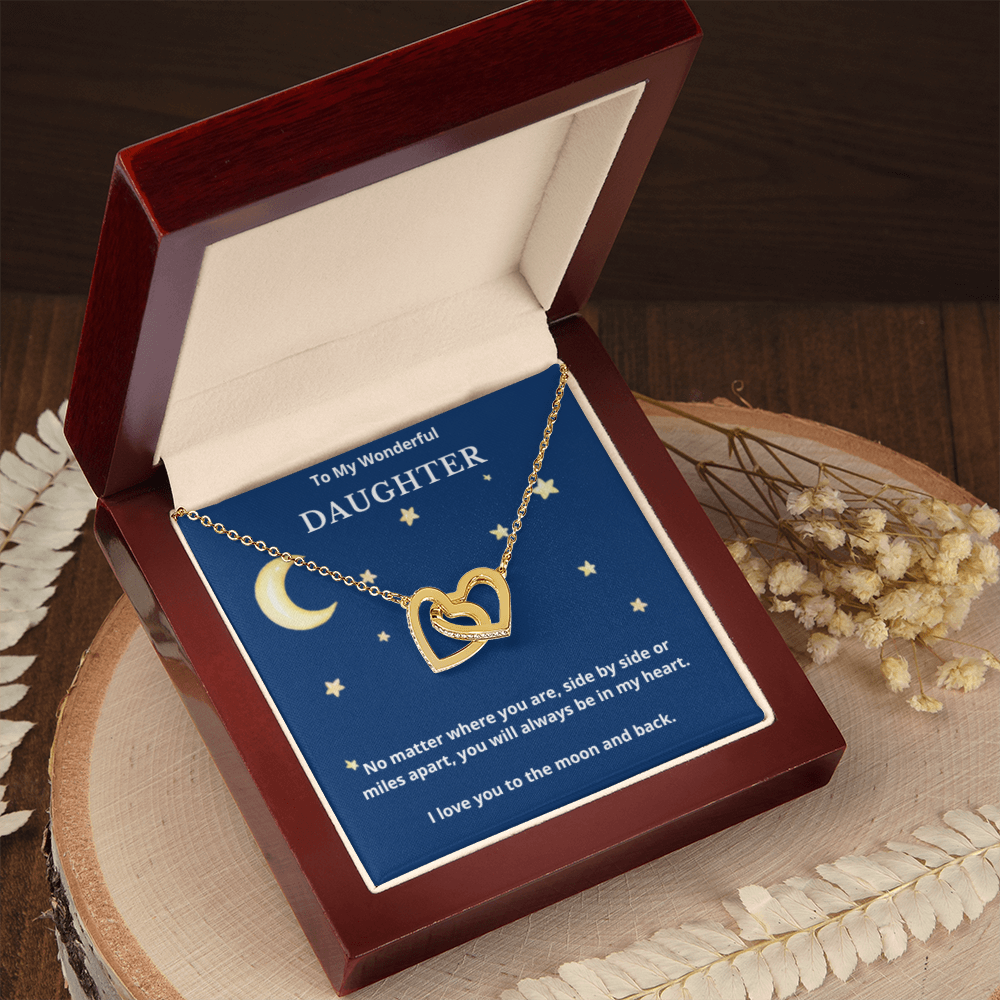 To Daughter Interlocked Hearts Necklace, Present For Daughter Birthday/Christmas Gifts. Necklace Daughter Jewelry