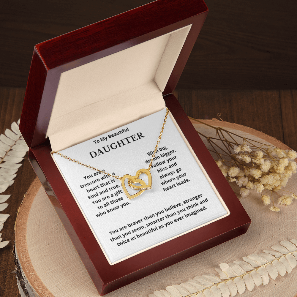 To Daughter Interlocked Hearts Necklace, Present For Daughter Birthday/Christmas Gifts. Necklace Daughter Jewelry