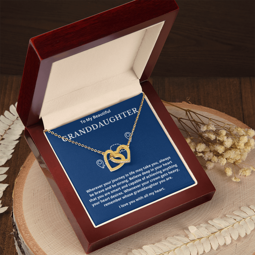 To Granddaughter Interlocking Hearts Necklace, Present For Granddaughter Birthday/Christmas Gifts For Granddaughter Jewelry Wedding Day