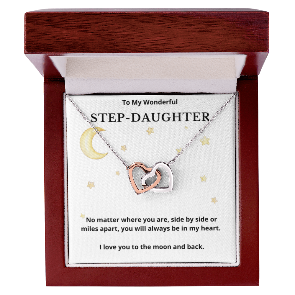 To Step-Daughter Interlocked Hearts Necklace, Present For Bonus Daughter Birthday/Christmas Gifts. Necklace Step-Daughter Jewelry