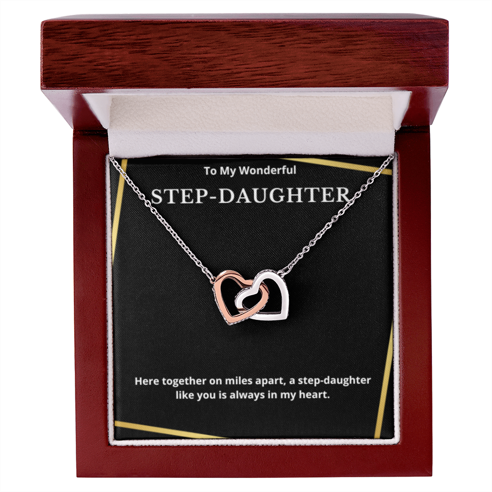 To Step-Daughter Interlocked Hearts Necklace, Present For Bonus Daughter Birthday/Christmas Gifts. Necklace Step-Daughter Jewelry