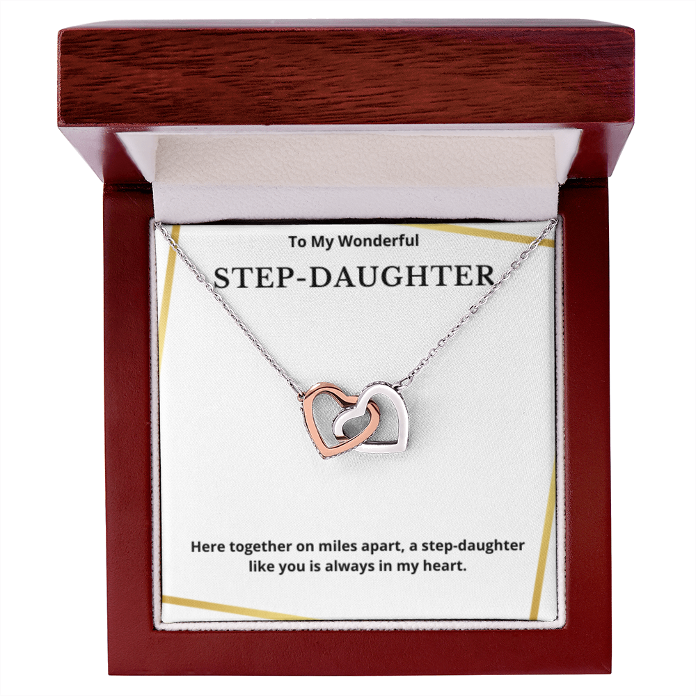 To Step-Daughter Interlocked Hearts Necklace, Present For Bonus Daughter Birthday/Christmas Gifts. Necklace Step-Daughter Jewelry