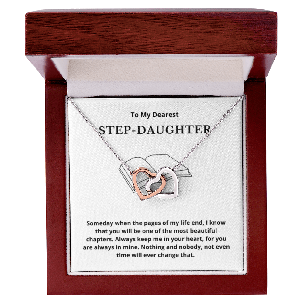 To Step-Daughter Interlocked Hearts Necklace, Present For Bonus Daughter Birthday/Christmas Gifts. Necklace Step-Daughter Jewelry