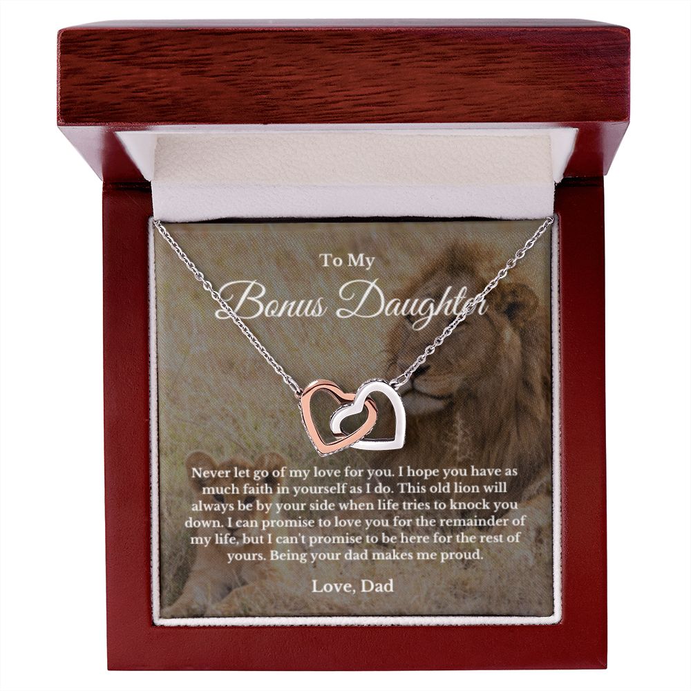 To My Bonus Daughter Necklace, Father Step Daughter Necklace, Birthday, Gifts to Bonus Daughter, Message Card Necklace