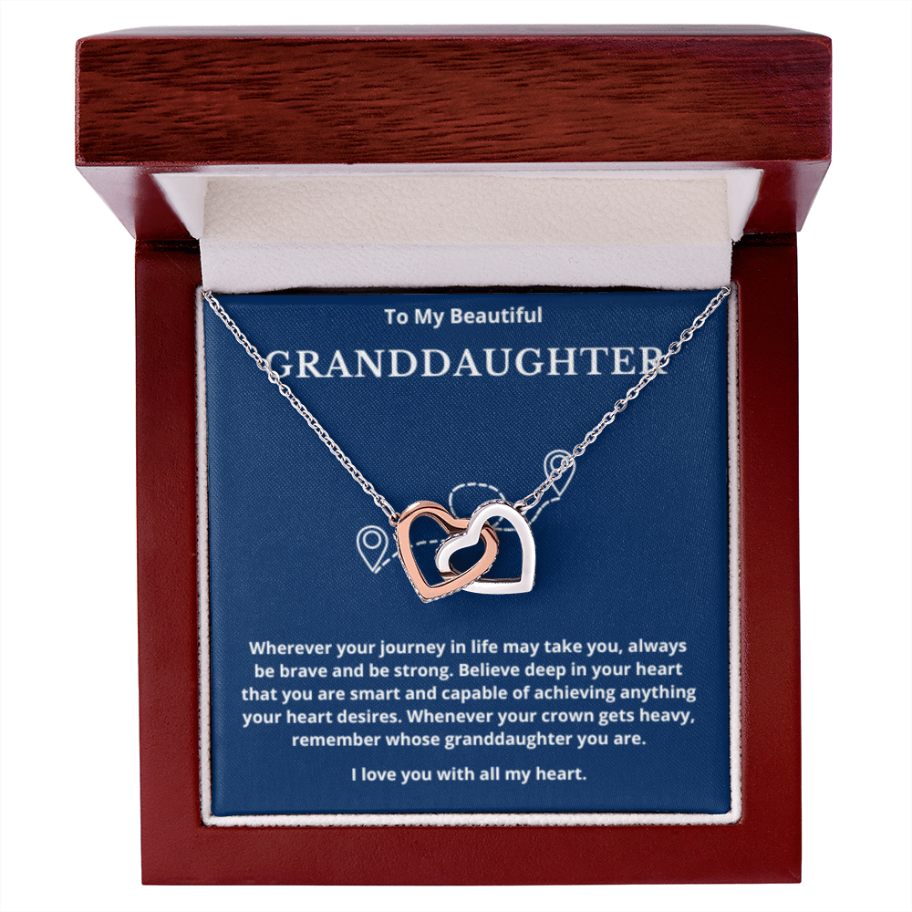 To Granddaughter Interlocking Hearts Necklace, Present For Granddaughter Birthday/Christmas Gifts For Granddaughter Jewelry Wedding Day