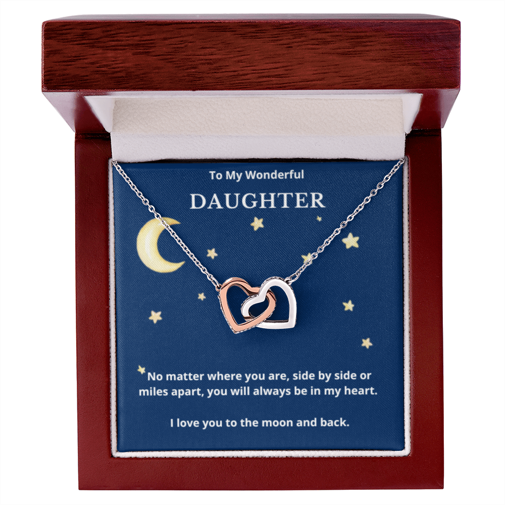 To Daughter Interlocked Hearts Necklace, Present For Daughter Birthday/Christmas Gifts. Necklace Daughter Jewelry