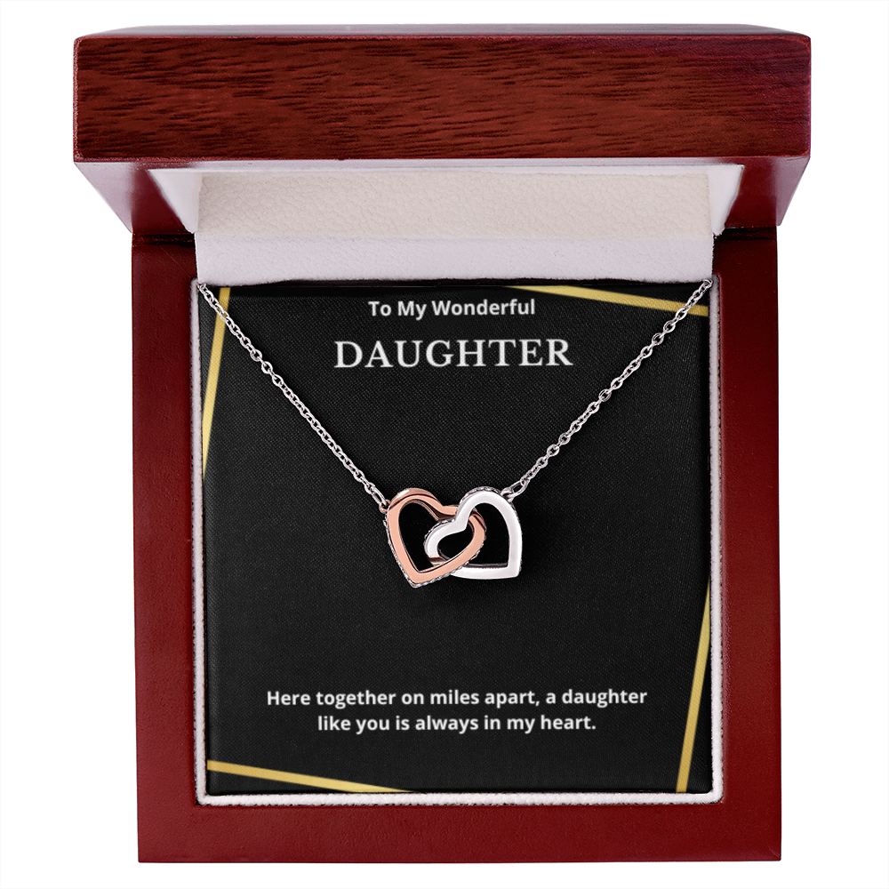 To Daughter Interlocked Hearts Necklace, Present For Daughter Birthday/Christmas Gifts. Necklace Daughter Jewelry
