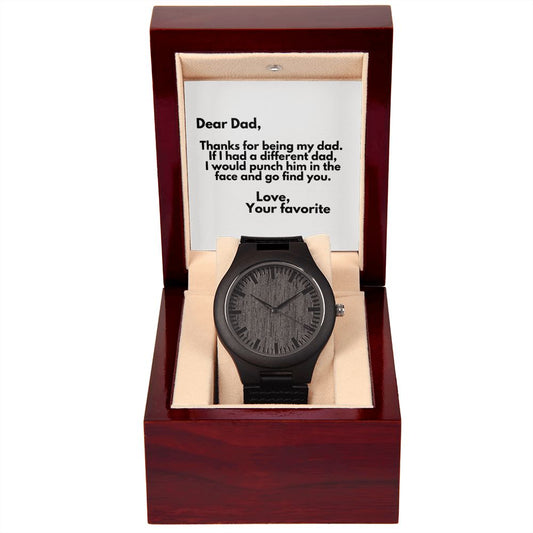 Father's Day Wooden Watch, Christmas Gift For Dad, Gift From Daughter, From Son, Message Card Watch, Openwork Watch, To My Dad Gift, Wrist Watch Gift