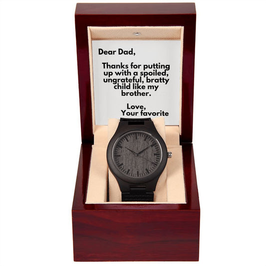 Father's Day Wooden Watch, Christmas Gift For Dad, Gift From Daughter, From Son, Message Card Watch, Openwork Watch, To My Dad Gift, Wrist Watch Gift