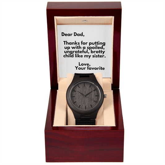 Father's Day Wooden Watch, Christmas Gift For Dad, Gift From Daughter, From Son, Message Card Watch, Openwork Watch, To My Dad Gift, Wrist Watch Gift