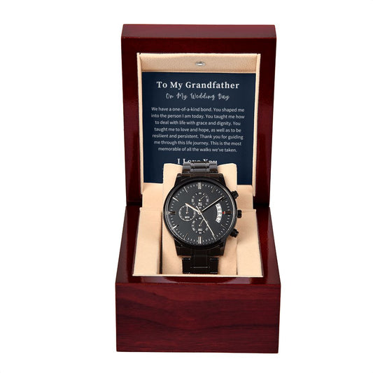 Black Chronograph Watch Gift For Him, Christmas Gift, Luxury Watch, Personalized Message Gift