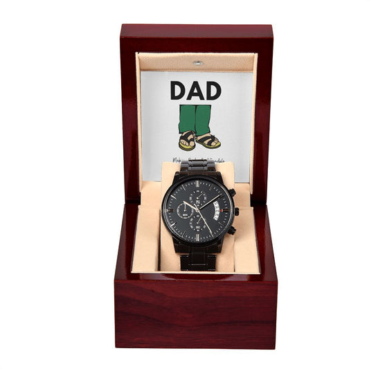 Father's Day Funny Watch, Christmas Gift For Dad, Gift From Daughter, From Son, Message Card Watch, Black Chronograph Watch, To My Dad Gift, Wrist Watch Gift