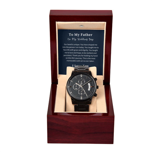 Black Chronograph Watch Gift For Him, Christmas Gift, Luxury Watch, Personalized Message Gift