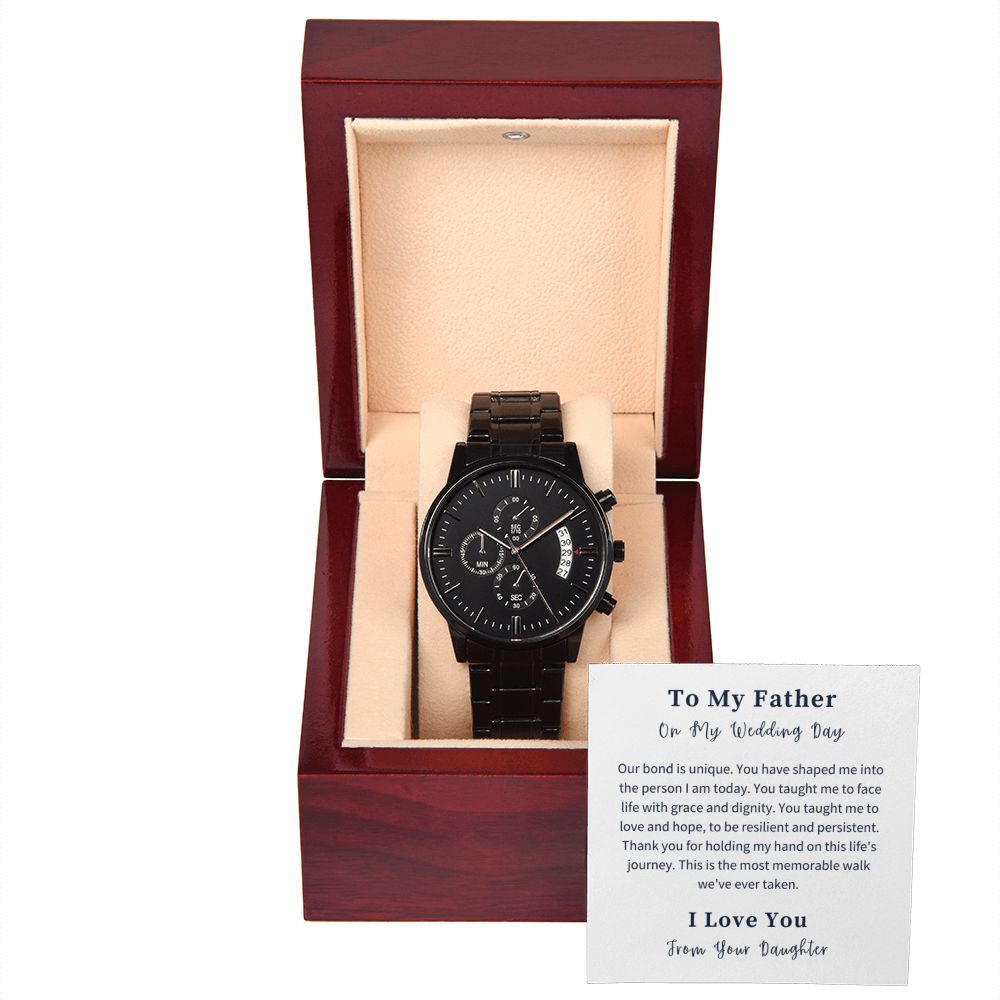 Black Chronograph Watch Gift For Him, Christmas Gift, Luxury Watch, Personalized Message Gift