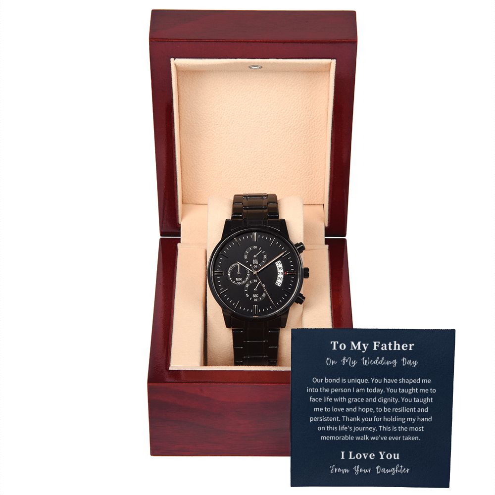 Black Chronograph Watch Gift For Him, Christmas Gift, Luxury Watch, Personalized Message Gift