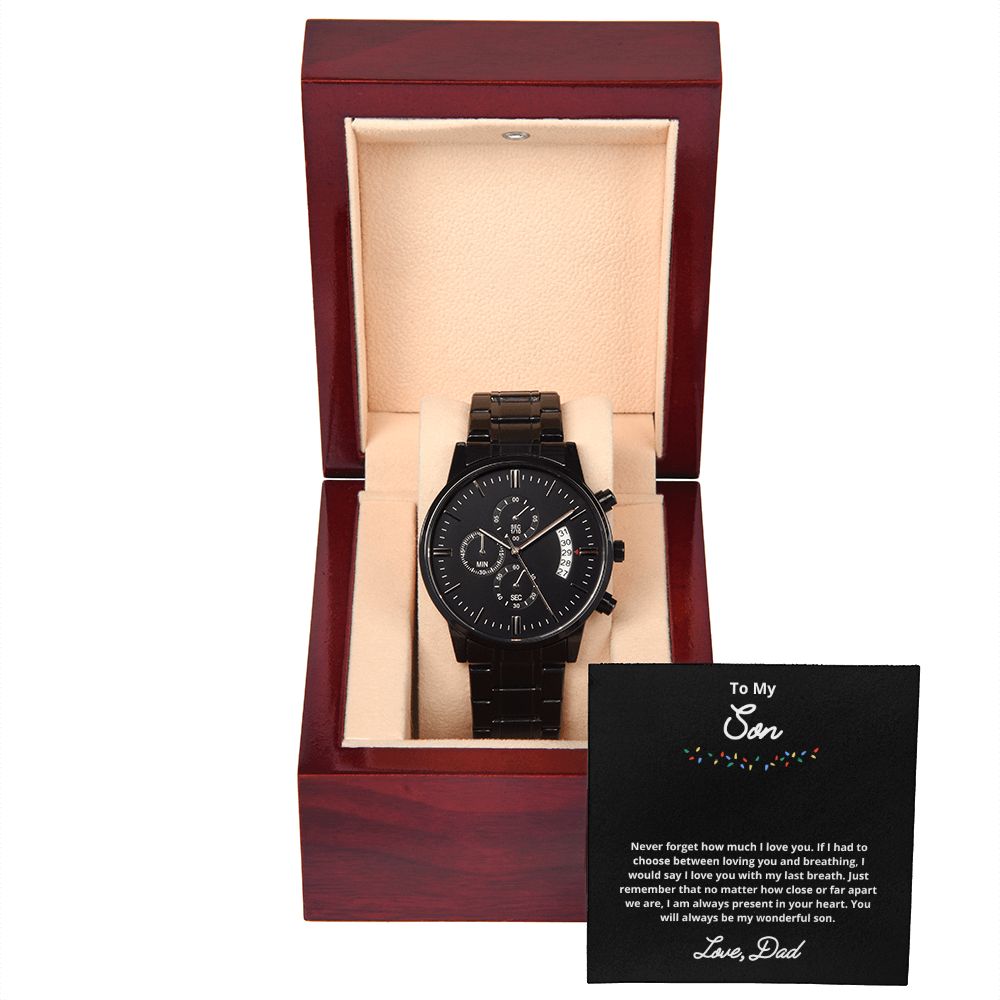 To My Son Necklace, Father Son Necklace, Father to Son Birthday Gift, Gifts to Son from Dad, Watch Gift, Message Card Jewelry