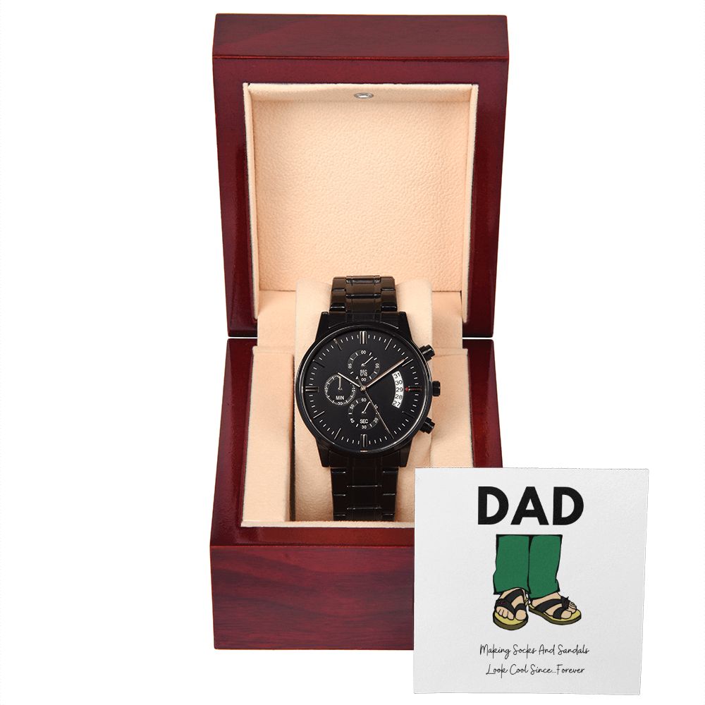 Father's Day Funny Watch, Christmas Gift For Dad, Gift From Daughter, From Son, Message Card Watch, Black Chronograph Watch, To My Dad Gift, Wrist Watch Gift