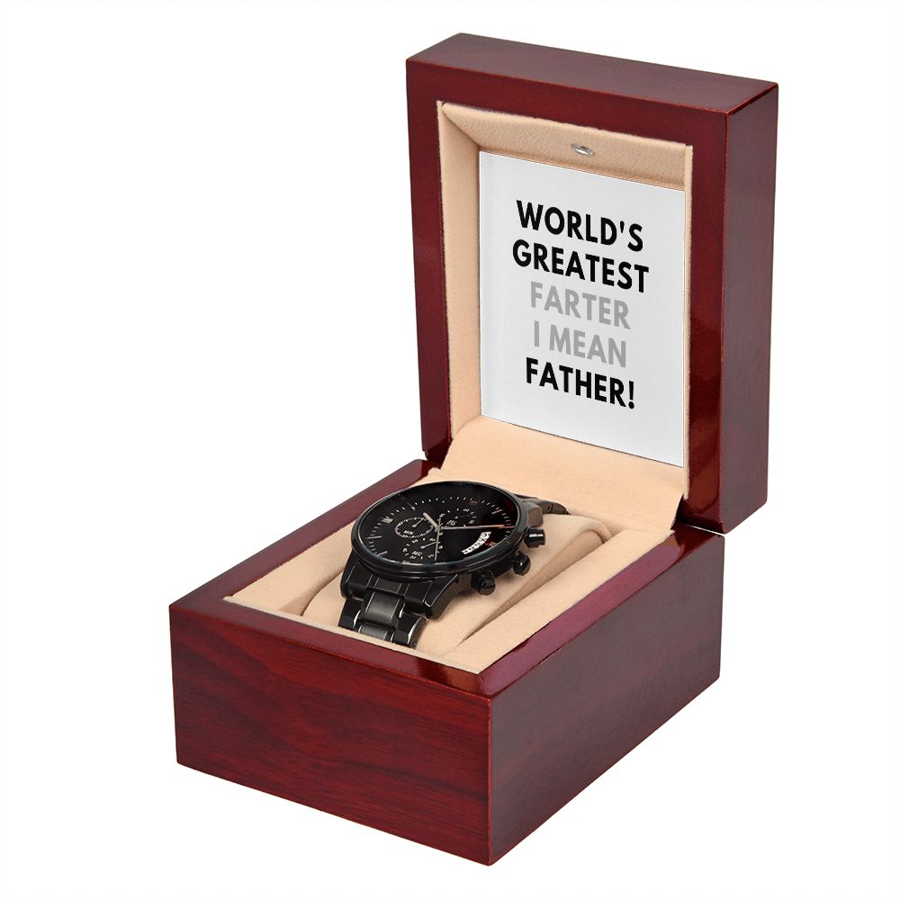 Father's Day Funny Watch, Christmas Gift For Dad, Gift From Daughter, From Son, Message Card Watch, Black Chronograph Watch, To My Dad Gift, Wrist Watch Gift