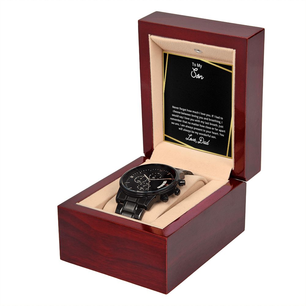 To My Son Necklace, Father Son Necklace, Father to Son Birthday Gift, Gifts to Son from Dad, Watch Gift, Message Card Jewelry