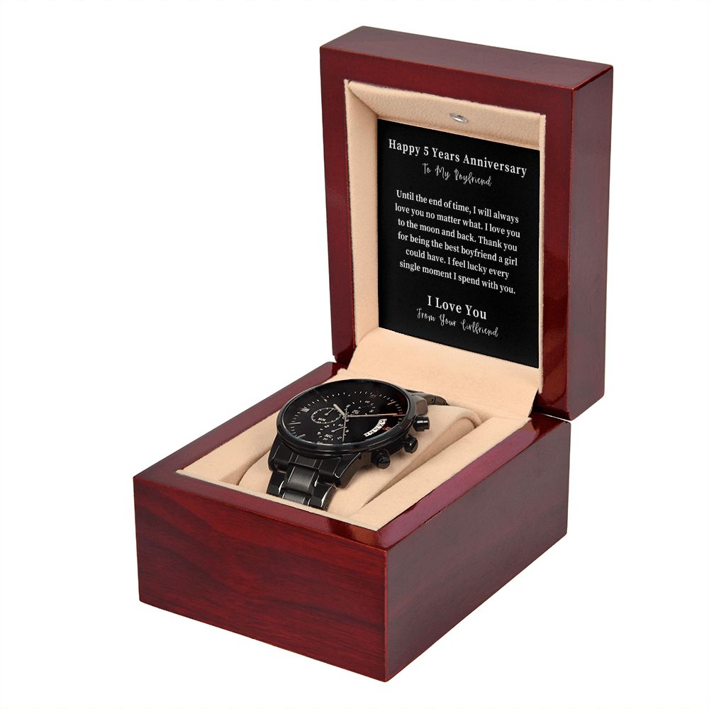 Black Chronograph Watch Gift For Him, Christmas Gift, Luxury Watch, Personalized Message Gift