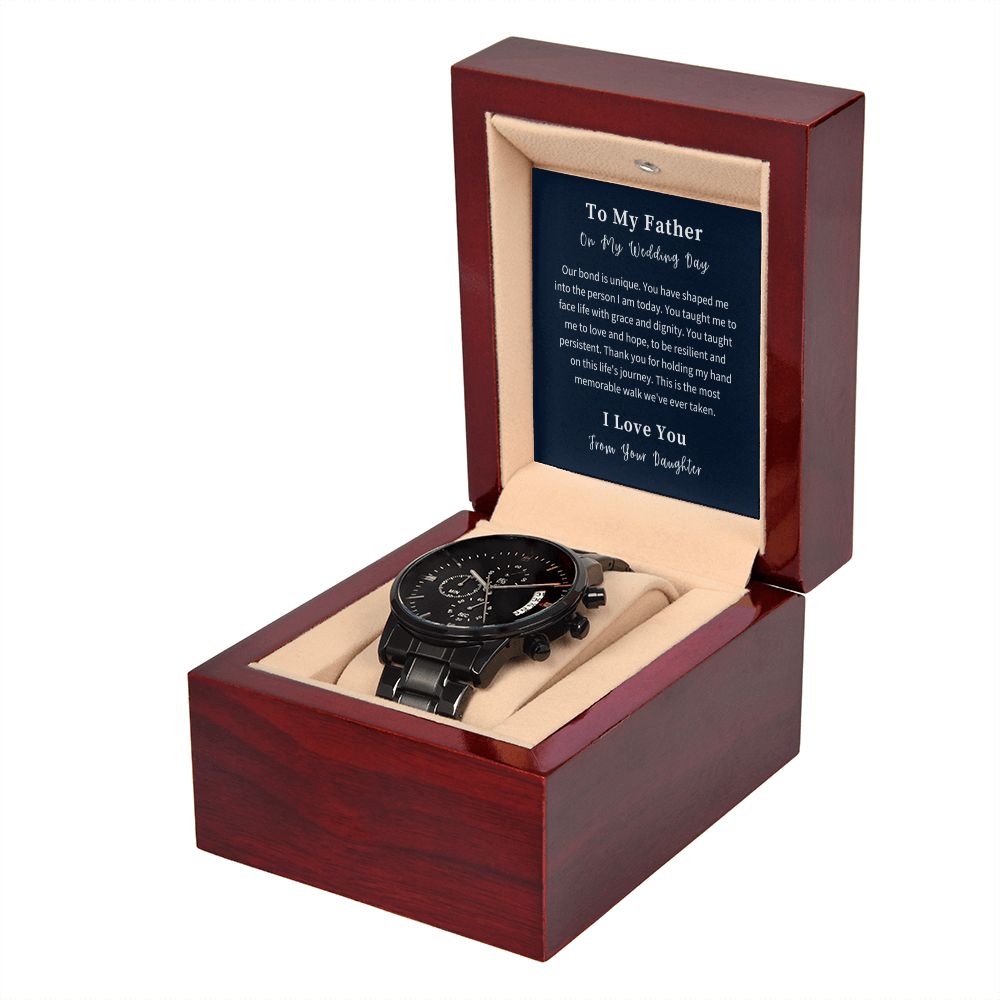 Black Chronograph Watch Gift For Him, Christmas Gift, Luxury Watch, Personalized Message Gift