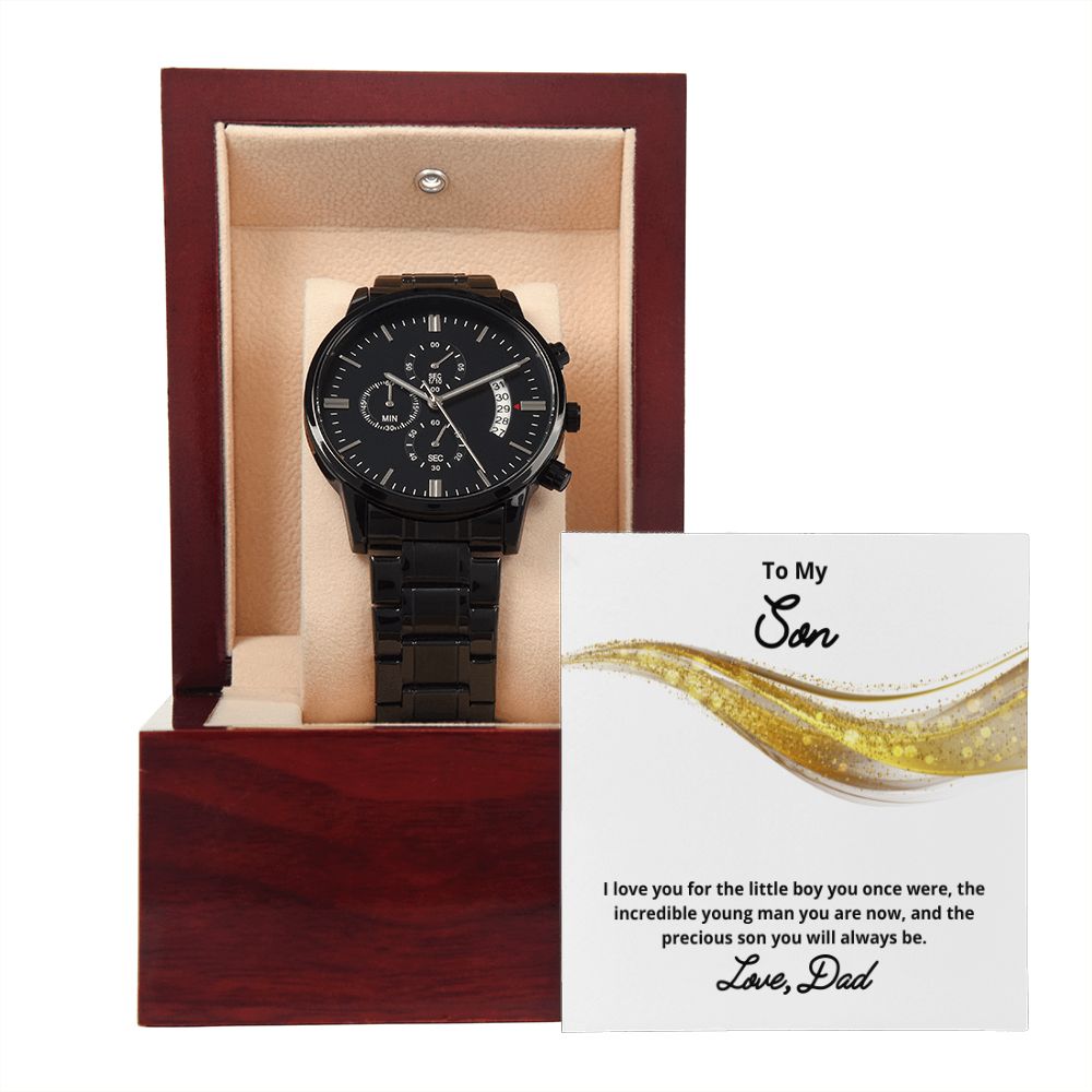 To My Son Necklace, Father Son Necklace, Father to Son Birthday Gift, Gifts to Son from Dad, Watch Gift, Message Card Jewelry