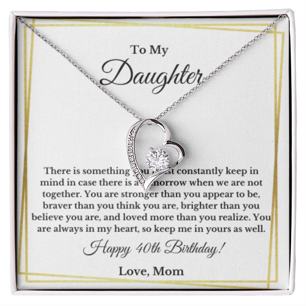 Daughter's 40th Birthday Necklace Gift With Message Card, To My Daughter 40th Birthday Gift, Daughters 40th Birthday, 40th Birthday From Mom