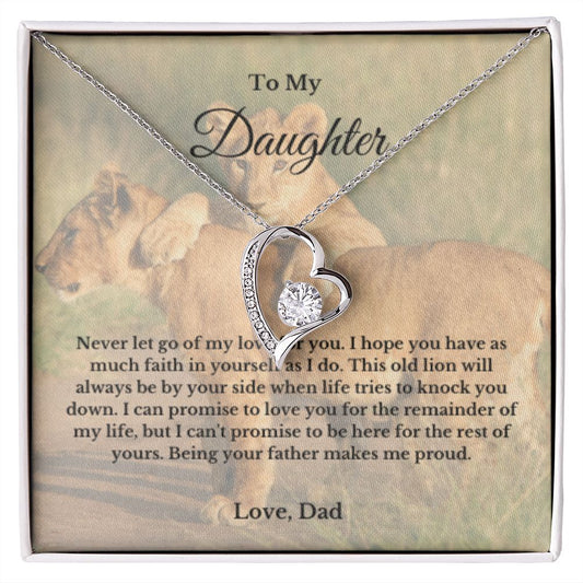 To My Daughter Necklace, Father Daughter Necklace, Father to Daughter Birthday Gift, Gifts to Daughter from Dad, Lion Necklace For Child